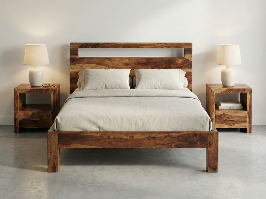Cama Enzo – palisandro macizo marrón
