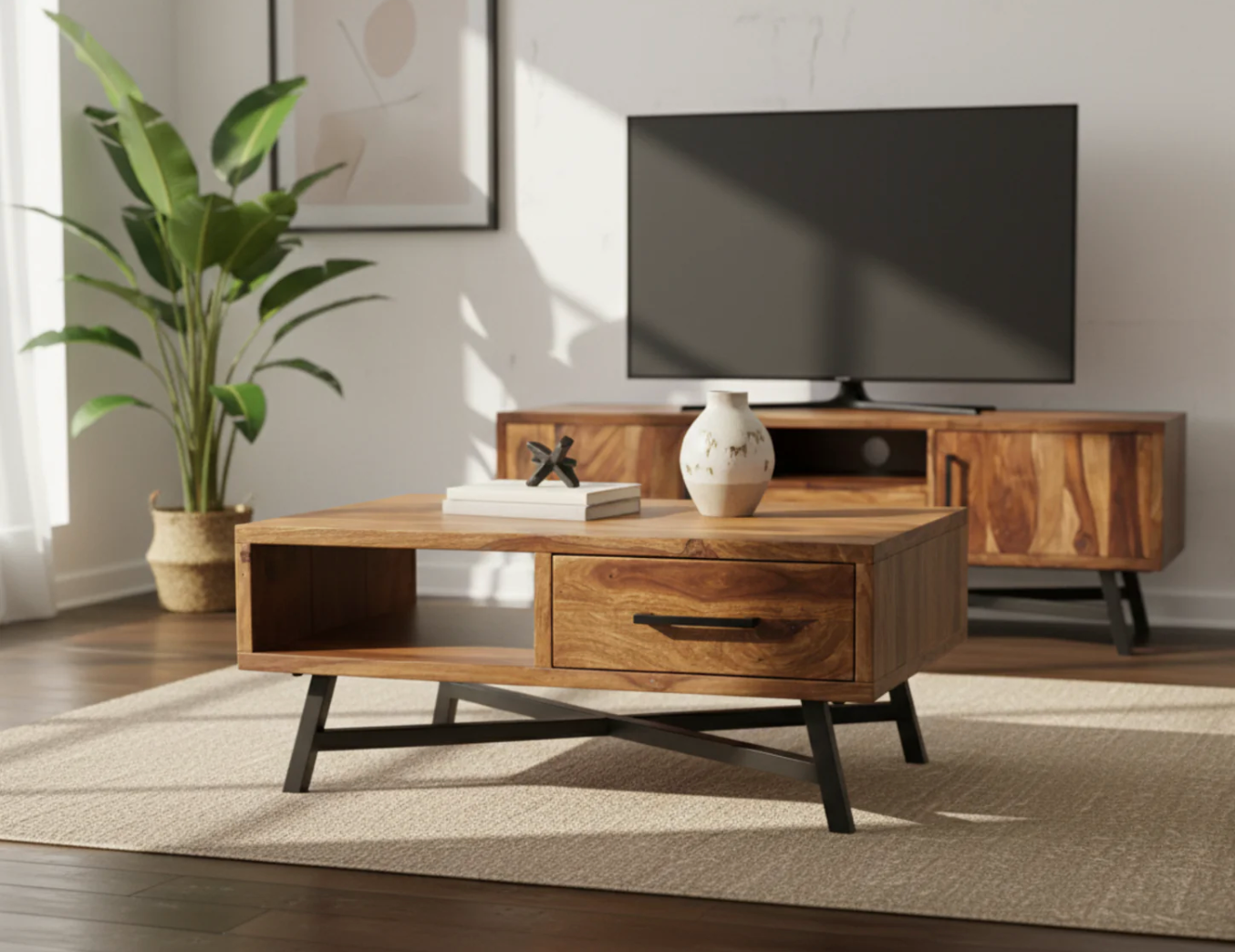 Table de salon 2 tiroirs LOFT