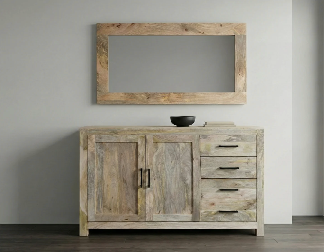 Miroir Kerala 55×28" – Manguier massif naturel