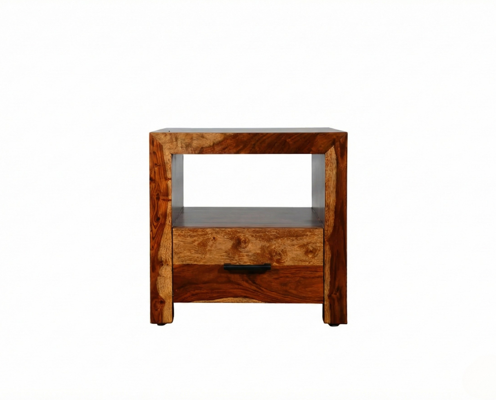 Enzo Bedside Table – brown sheesham