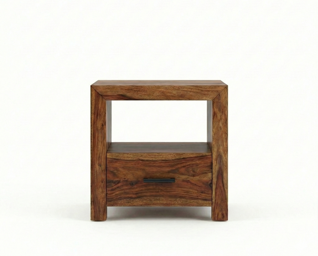 Enzo Bedside Table – brown sheesham